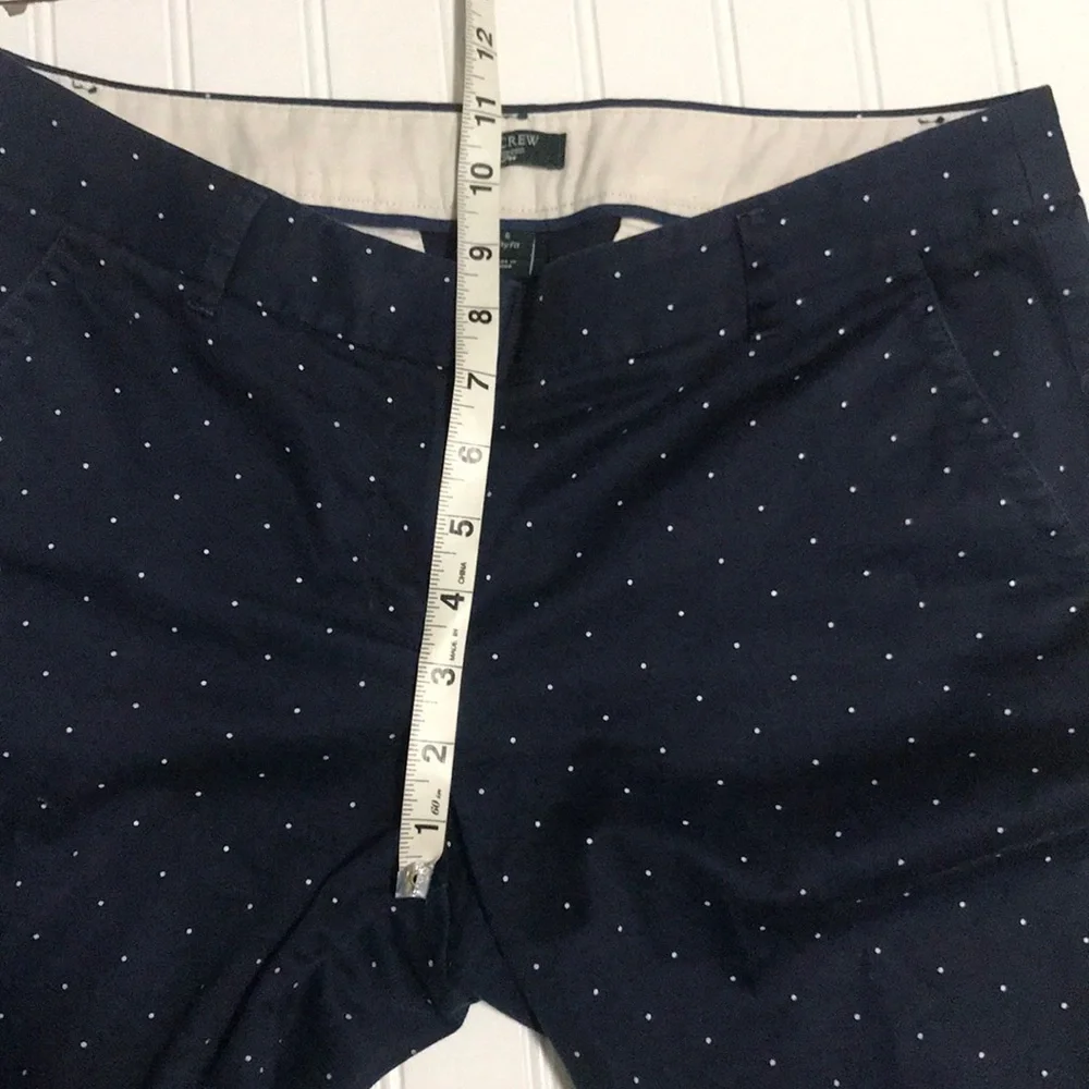 J. Crew city fit stretch polka dot pants blue white - Picture 4 of 8